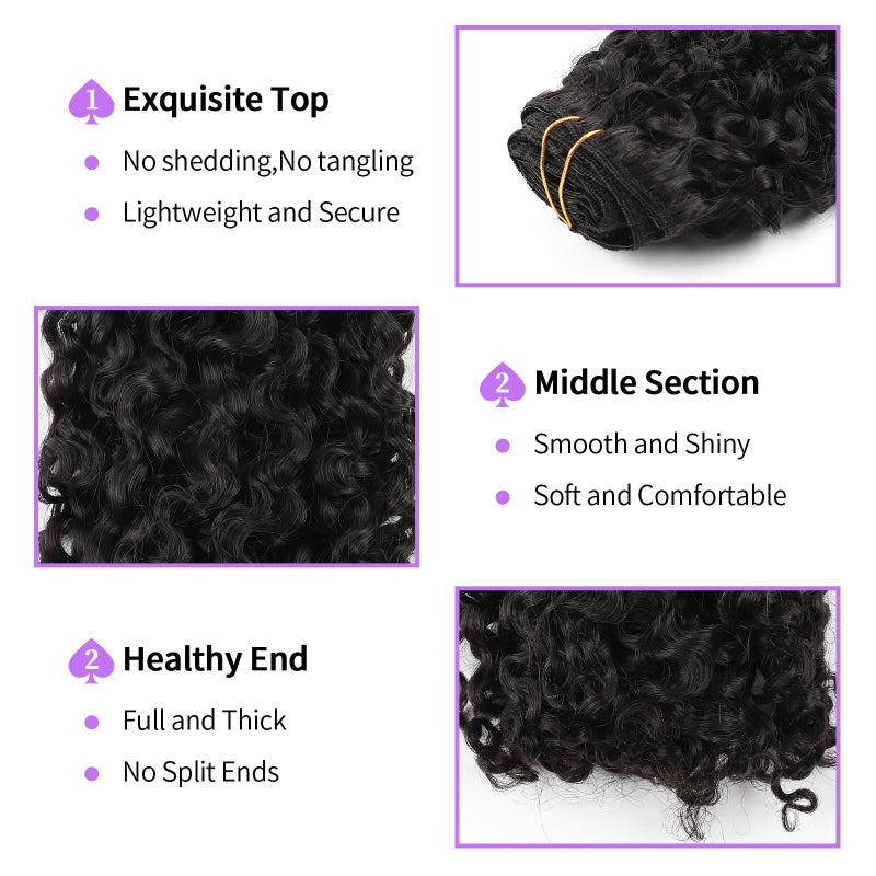 Sassina Spiral Curly Clip in Hair Extensions Human Hair Invisible Human Hair Extensions for Women Natural Black Double Weft Clip in Extensions Thick Soft Natural Human Hair 7Pcs 120G 16 Inch - Image 3